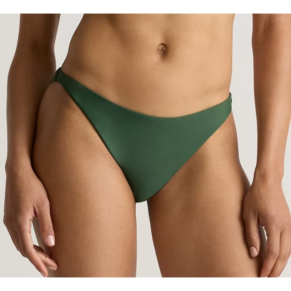 Quince Italian Low-Rise Bikini Bottom Womens S Palm Green Recycled Fabric